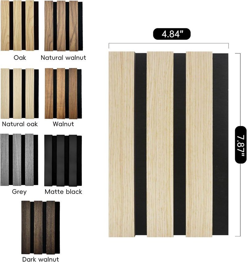 RITOLLO Wood Panels for Wall 4.92"×7.68" Acoustic Panels for Interior Wall Decor, 3D Wood Slat Wall Panel/Fluted Sound Absorbing Panel - 7 Color Samples 7 Pack - Image 2